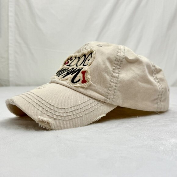 Dog Mom Distressed Adjustable Cap Hat White - Picture 6 of 9